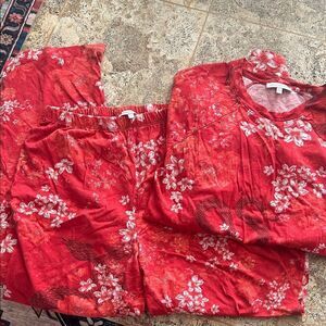 johnny was - Red Floral Pajama Set